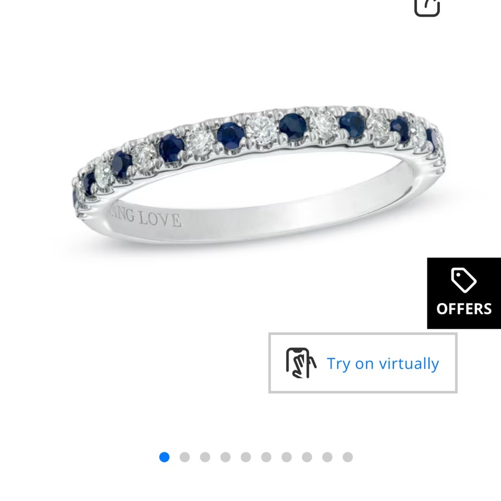 (SOLD) Vera Wang Love Collection 1/8 CT. T.W.
Diamond and Blue Sapphire Band 14K